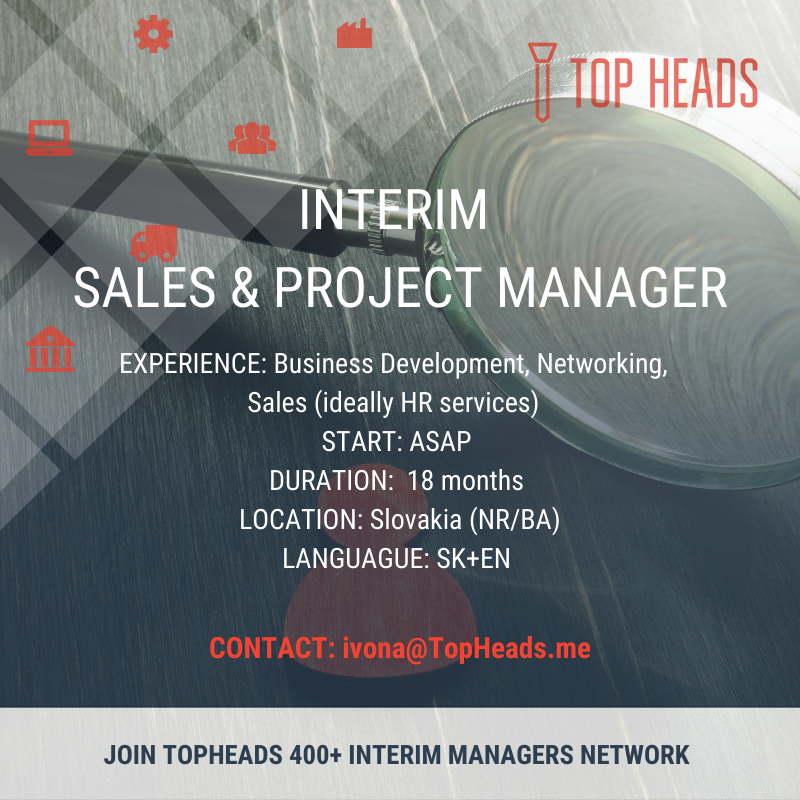 TOP HEADS - NEW PROJECT - INTERIM SALES AND PROJECT MANAGER 