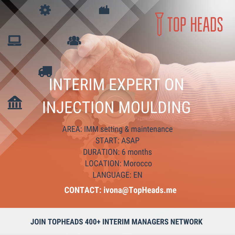 NEW PROJECT - INTERIM EXPERT ON INJECTION MOULDING - TOP HEADS - FAST HIRING OF MANAGERS - INTERIM MANAGERS PROVIDER